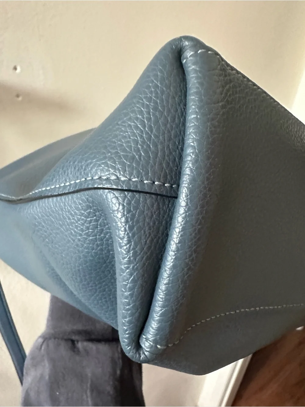 COACH THEA BAG Soft Pebbled Leather Tote Denim Blue Silver Hardware NEVER USED - Picture 6 of 11